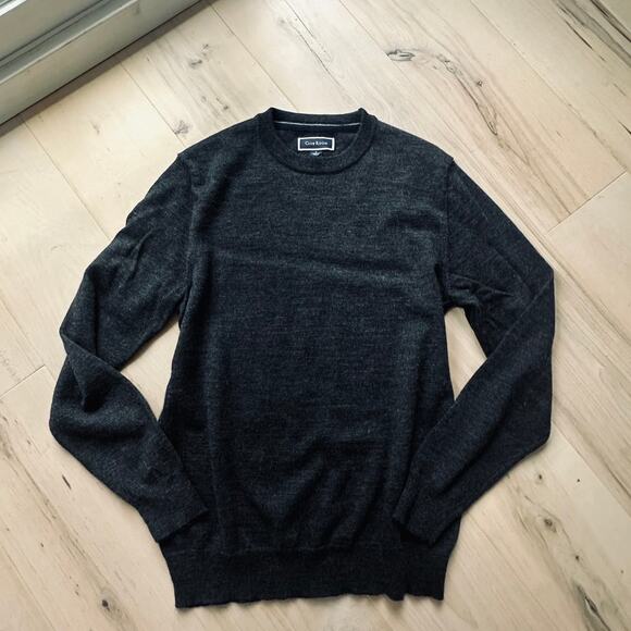 Men's Merino Wool Sweater Size Small Gray Classic Minimalist Lightweight Slim - Picture 8 of 8